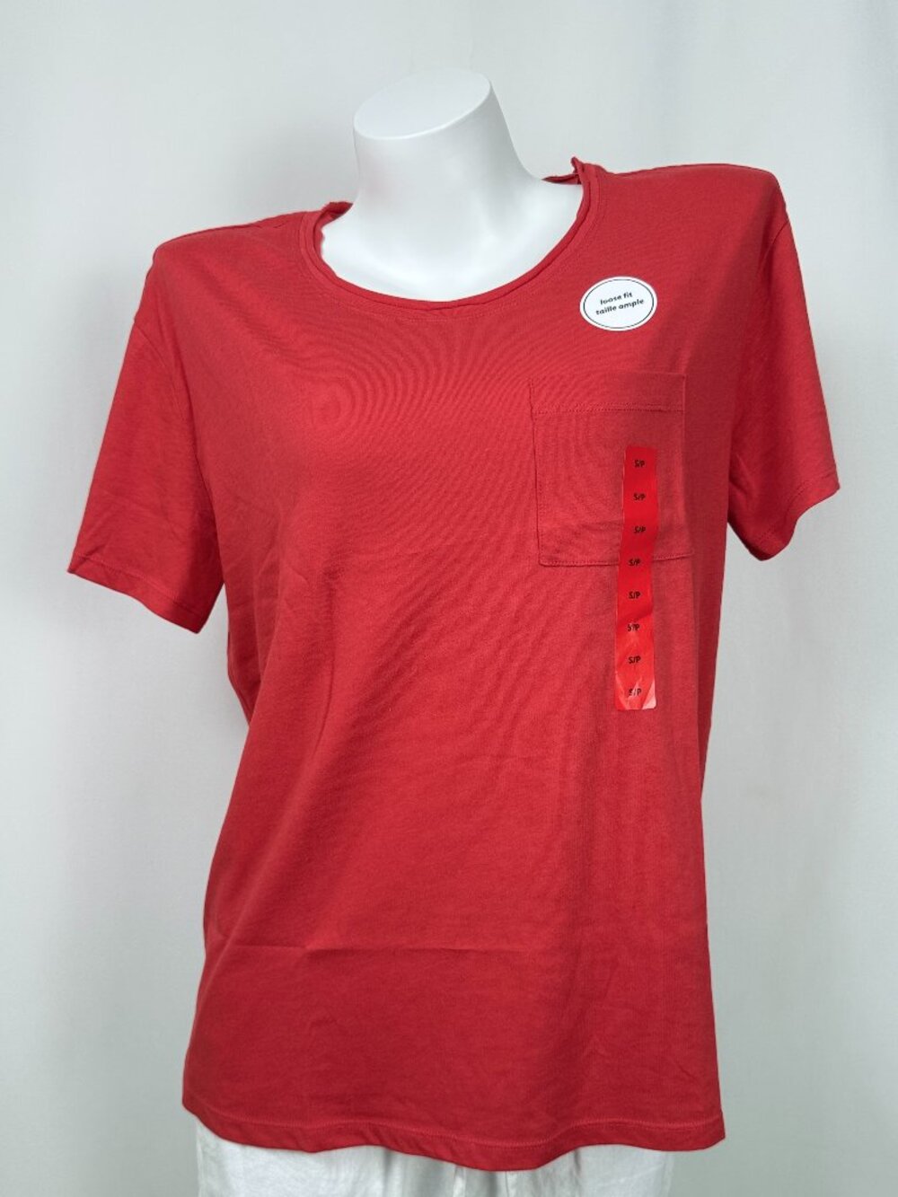 🔥4 for $20🔥George Womens Red Short Sleeve Pocket T-Shirt Loose Fit S M